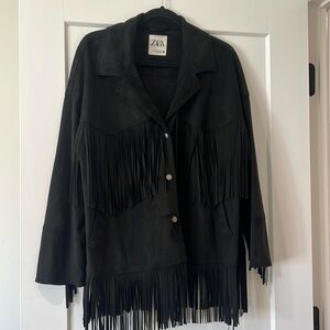 Zara suede fringe jacket